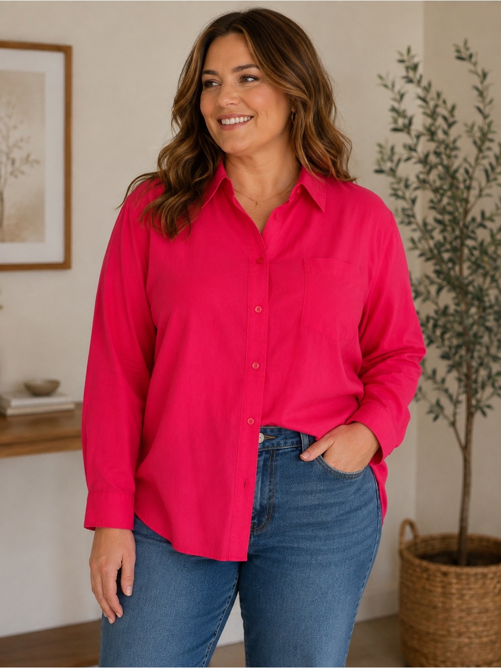 Foxcroft Wrinkle Free Boyfriend Button Down Shirt